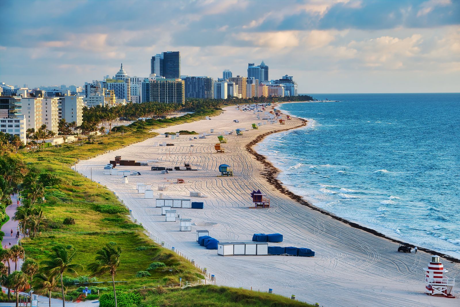 Aerial photo of Miami Beach skyline with Atlantic Ocean