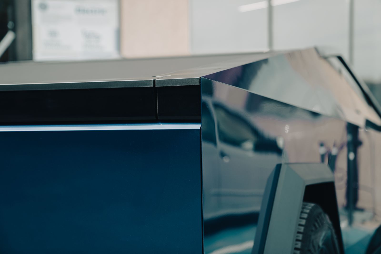 Futuristic Tesla Cybertruck close-up